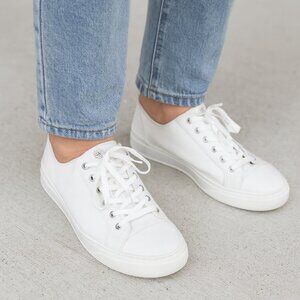 Stuart Weitzman SZ 8.5 Canvas Sammy Twill Sneaker in White $325